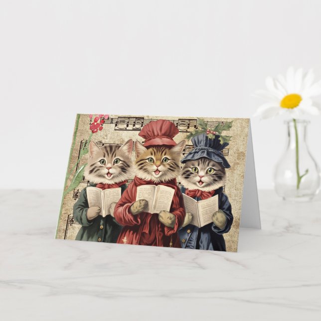 Carte Christmas Caroling Cats (Petite plante)