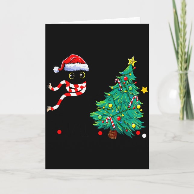Carte Christmas Cat For Women Men Family Funny Black Cat (Devant)