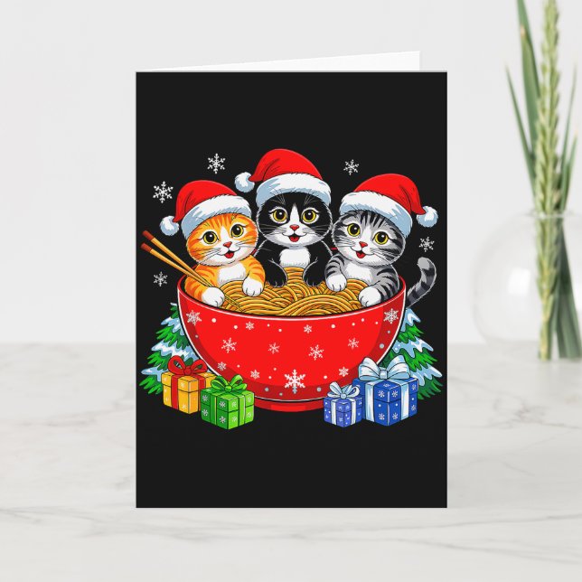 Carte Christmas Cats Ramen Kitten Anime Xmas For Men Wom (Devant)