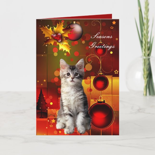 Carte Christmas Chat Kitten (Devant)