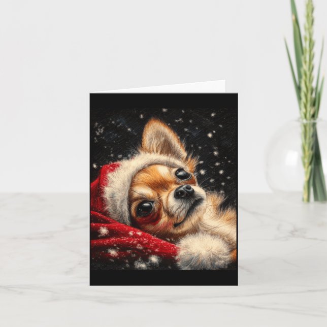 Carte Christmas Chihuahua On A Long Sleeve  (Devant)