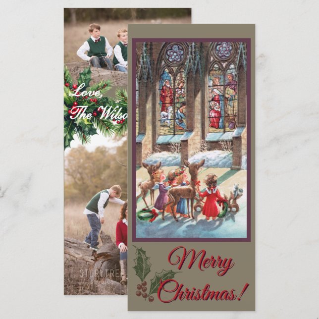 Carte Christmas Children Nativity Photocard (Devant / Derrière)