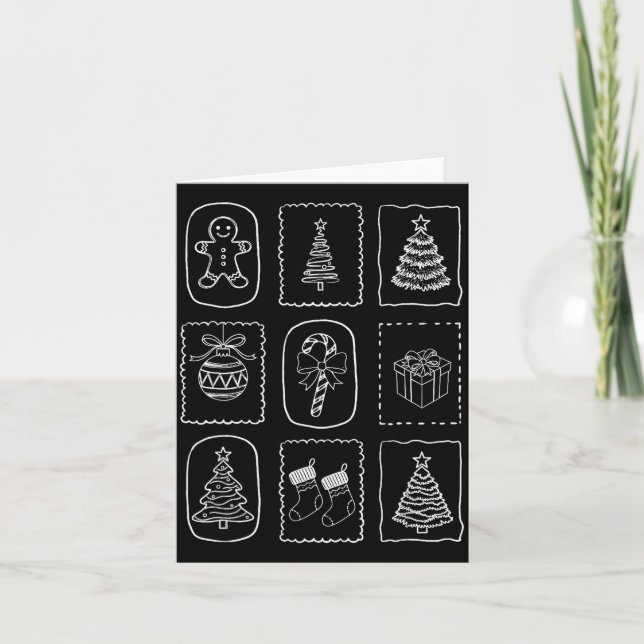 Carte Christmas Doodle 2025 Coquette Bow Xmas Tree Ornam (Devant)