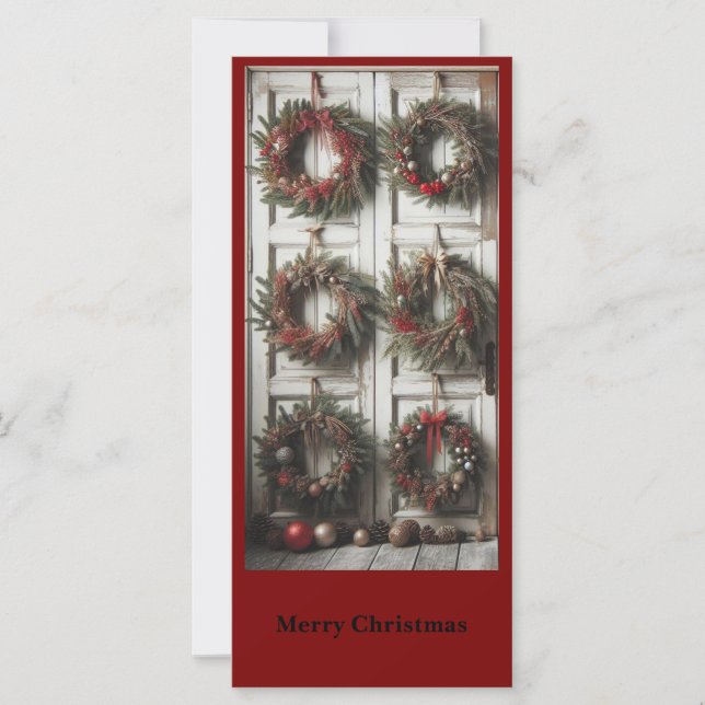 Carte Christmas Door Wreath Holiday Personalized Card