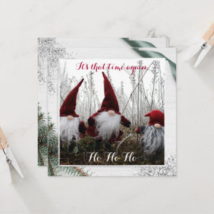 Carte Christmas Elves Ho Ho Ho Parties scintillant Fun F