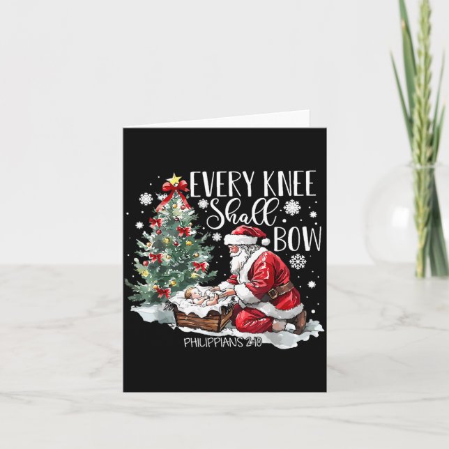 Carte Christmas Every Knee Shall Bow Santa Nativity Scen (Devant)