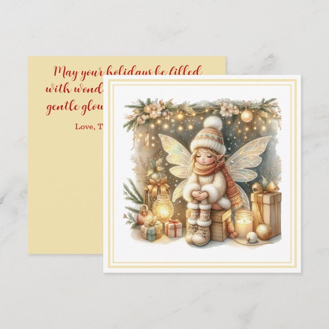 Carte Christmas Fairy – Whimsical Winter Holiday Card (Devant / Derrière)