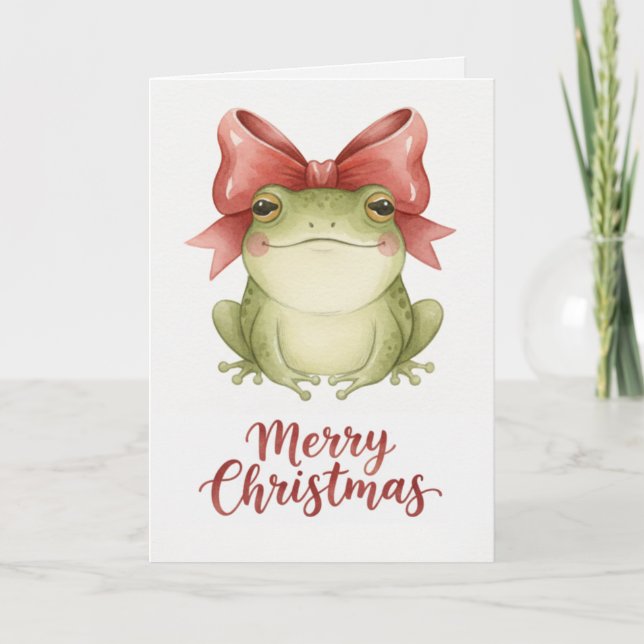 Carte Christmas Frog with Festive Bow Card (Devant)