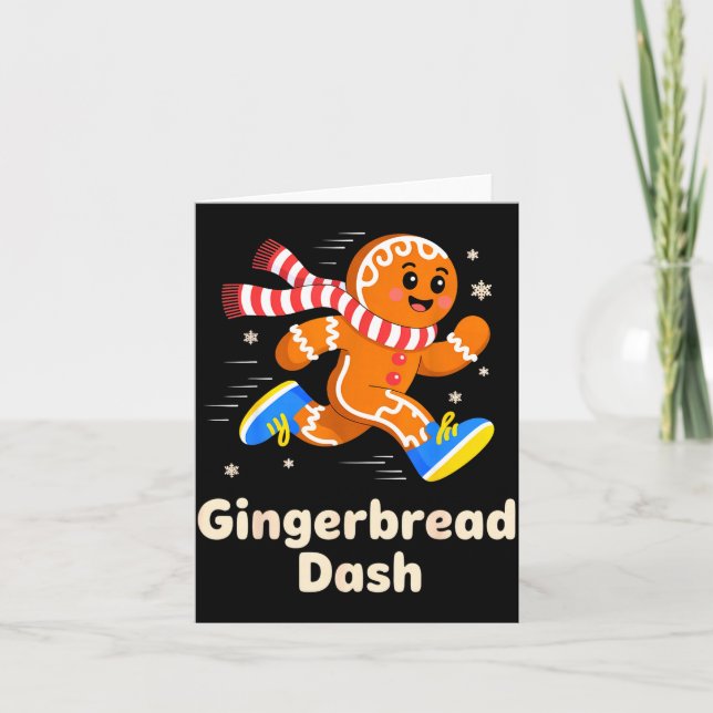 Carte Christmas Gingerbread Dash Running Runner Xmas Mar (Devant)