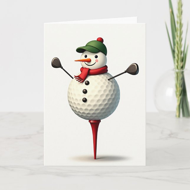 Carte Christmas Golf Snowman Card (Devant)