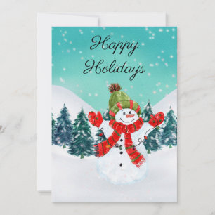 Carte Christmas Holiday Snowman Happy Holidays Card
