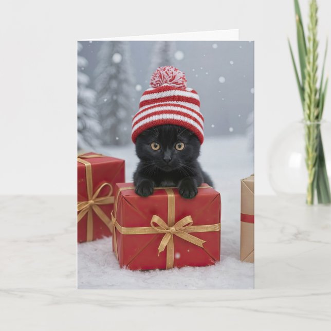 Carte Christmas Holidays Cute and Funny Kitten (Devant)