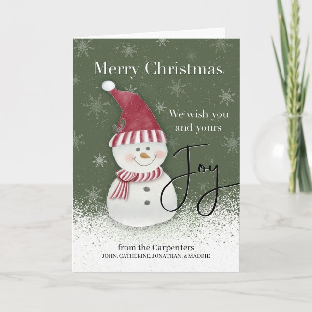 Carte Christmas Joy Snowman de Custom Name (Devant)