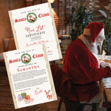 Christmas Letter from Santa Nice List Certificate