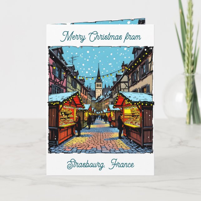Carte Christmas Market in Strasbourg, France Poem (Devant)