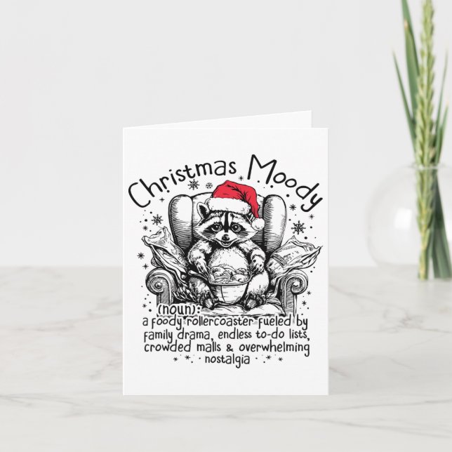 Carte Christmas Moody Funny Raccoon Foody Christmas Rac (Devant)