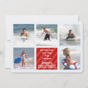 Carte Christmas Multi 5 Photo Collage Cardinal Rouge