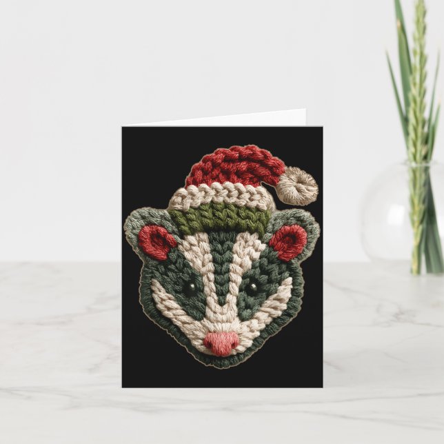 Carte Christmas Ossum Santa Hat Forest Animal Winter Aes (Devant)