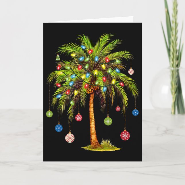 Carte Christmas Palm Tree Light Hawaiian Tropical Xmas 1 (Devant)