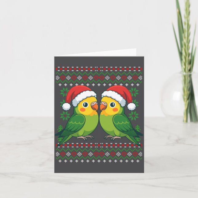 Carte Christmas Parakeet Ugly Xmas Sweater Parakeets Lon (Devant)