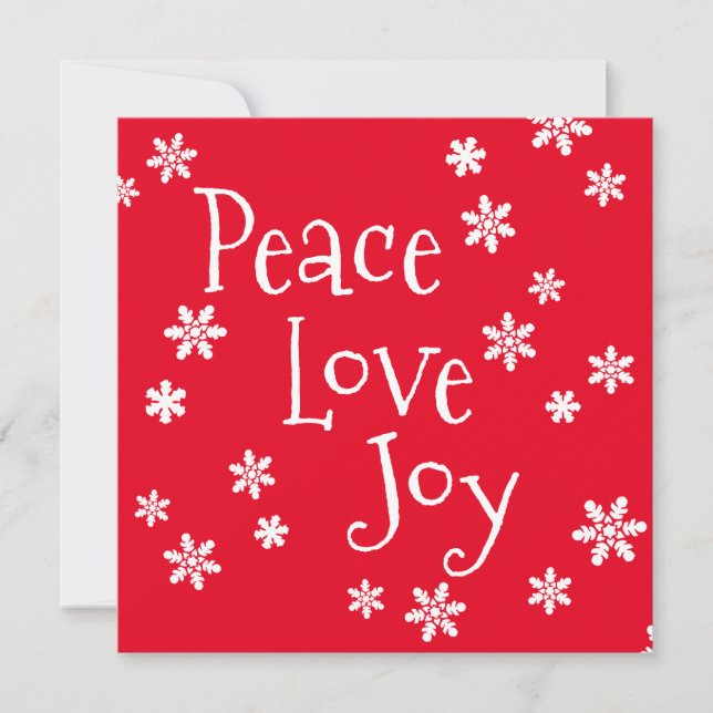 Carte Christmas Peace Love Joy White Snowflake (Devant)