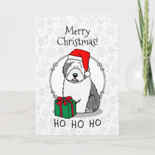 Carte Christmas Père Noël Old English Sheepdog (Grey 1)