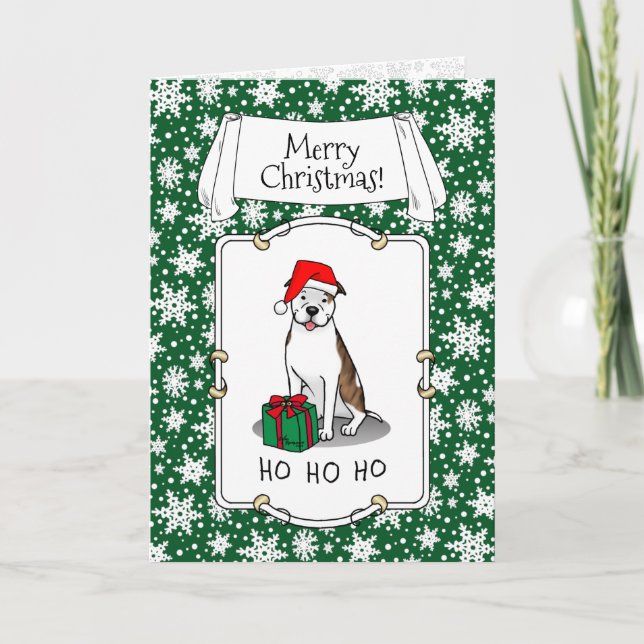 Carte Christmas Père Noël Pit Bull (lâche blanc 3) Cute (Devant)