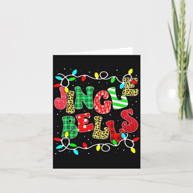 Carte Christmas Red Plaid Jingle Bells Christmas Family  (Devant)