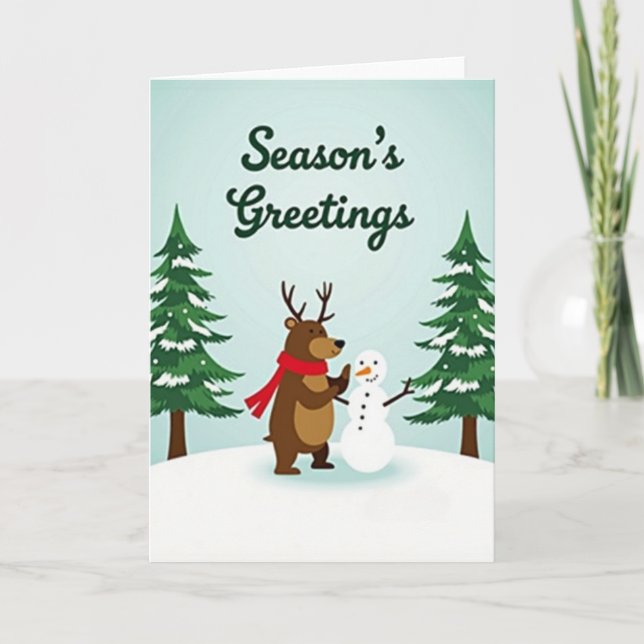 Carte Christmas Reindeer Snowman (Devant)