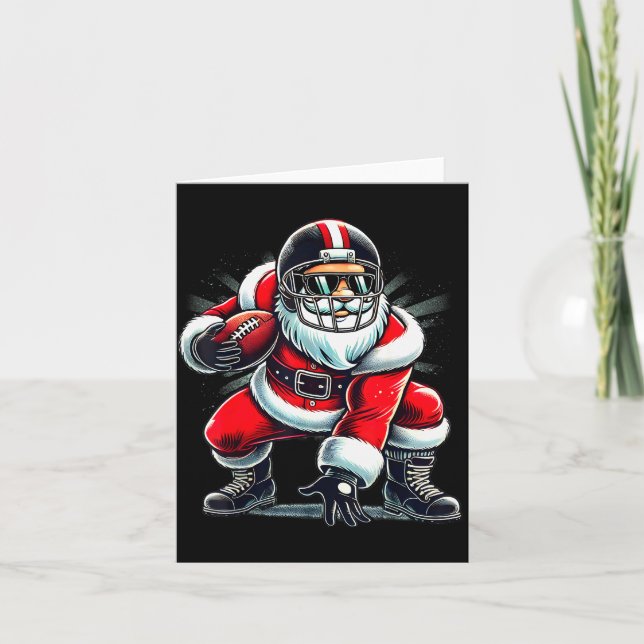 Carte Christmas Santa Claus Football Lineman Quarterback (Devant)