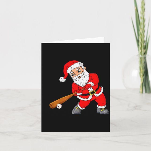 Carte Christmas Santa Claus With Baseball Bat Boys Kids  (Devant)