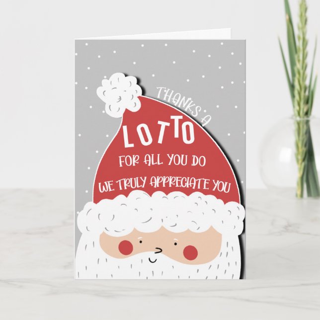 CARTE CHRISTMAS SANTA FUNNY THANK YOU LOTTO (Devant)