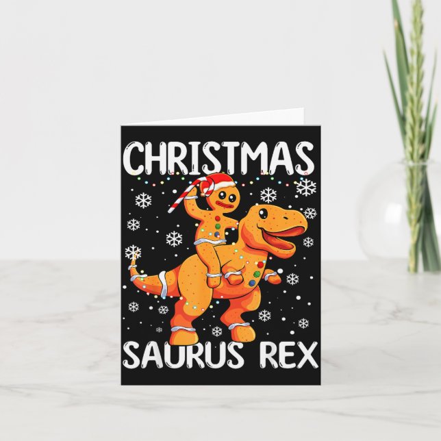 Carte Christmas Saurus Rex Gingerbread Man Cookie Trex B (Devant)