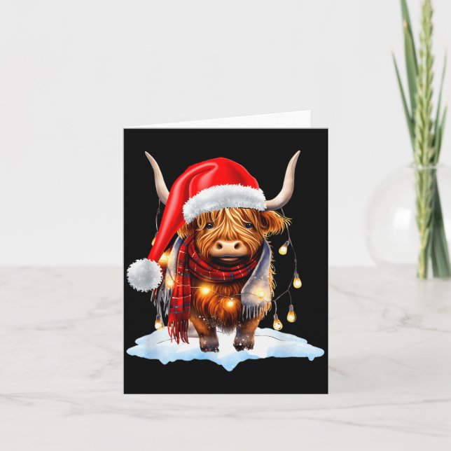 Carte Christmas Scottish Highland Cow Wrapped In Christm (Devant)