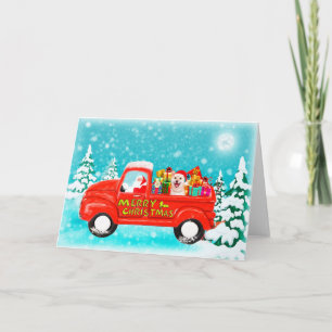 Carte Christmas Shiba Inu Chien cadeaux camion de livrai