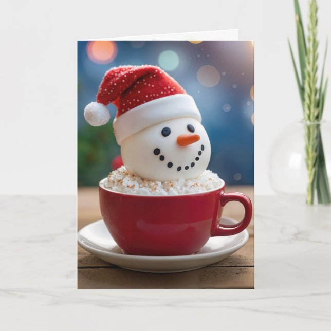 Carte Christmas Snowman In Hot Cocoa (Devant)