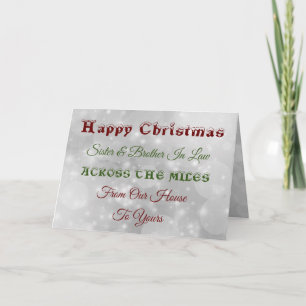 Carte Christmas Soeur & Frère en Droit de l'autre côté d