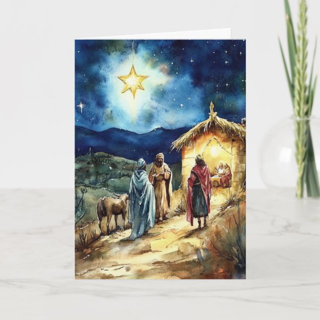 Carte Christmas Star et Three Kings Watercolor Art (Devant)