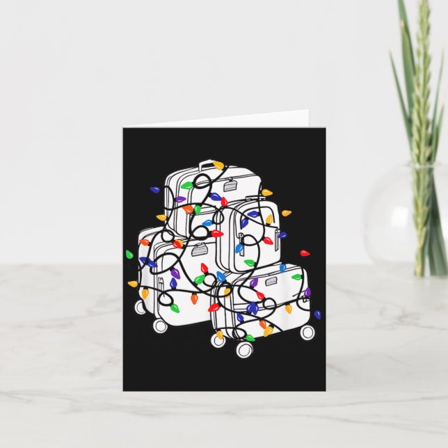 Carte Christmas Suitcase Vacation With Lights, Fam Trave (Devant)