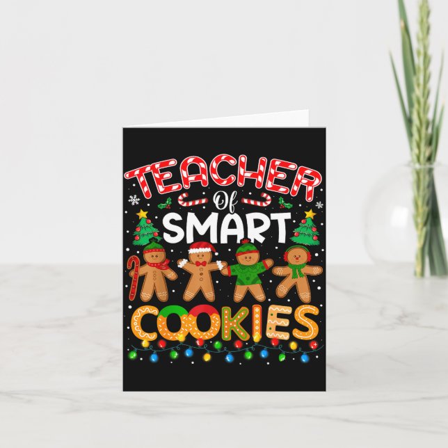 Carte Christmas Teacher Of Smart Cookies Funny Cute Ging (Devant)