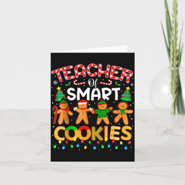 Carte Christmas Teacher Of Smart Cookies Funny Cute Ging (Devant)
