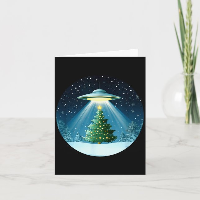 Carte Christmas Tree Beamed By Ufo For Interstellar Holi (Devant)
