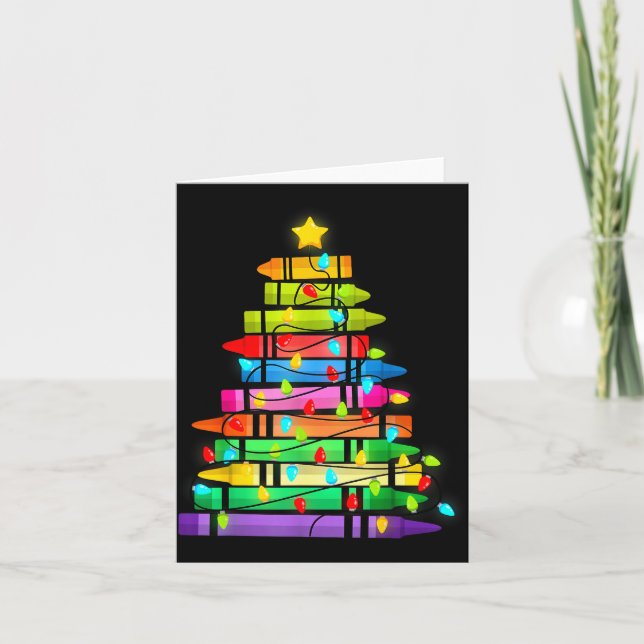 Carte Christmas Tree Made Of Crayons School Teacher Life (Devant)