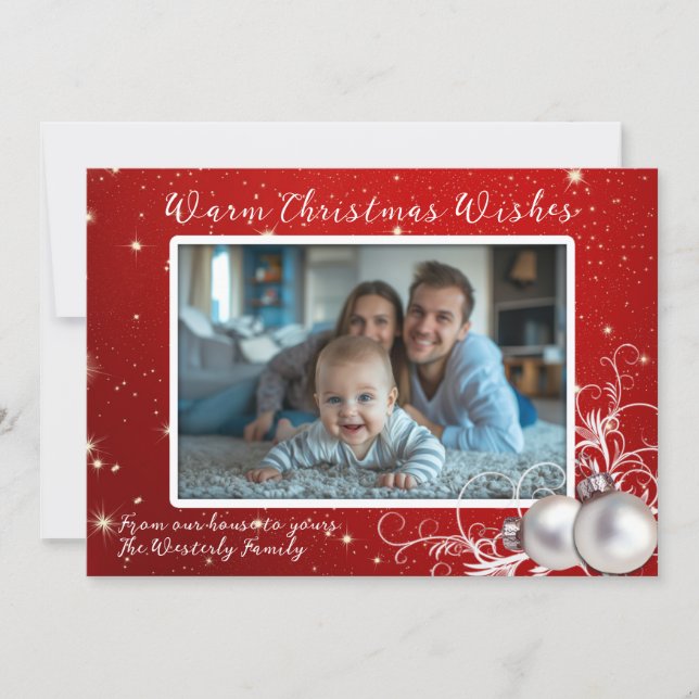 Carte Christmas Twinkling Red One Photo Greeting Card (Devant)