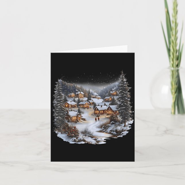 Carte Christmas Village Town Holiday Winter Scene Festiv (Devant)