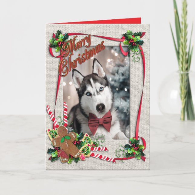 Carte Christmas with Huskie Folded Greeting Card (Devant)