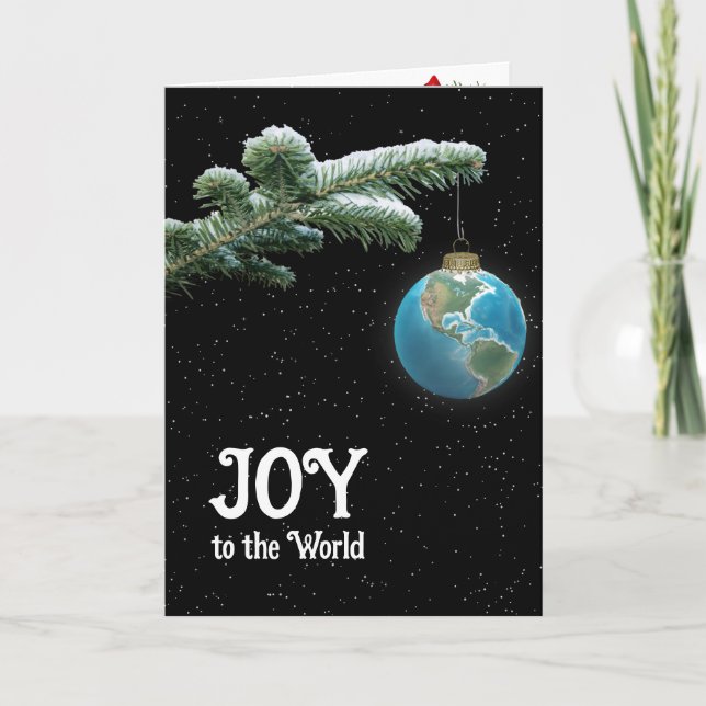 Carte Christmas World Globe Ornament With Stars (Devant)