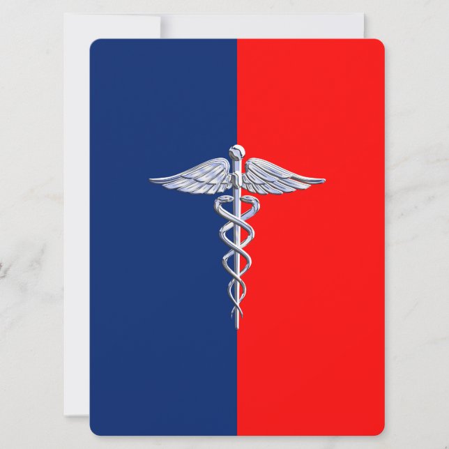 Carte Chrome Comme Caduceus Médicale Symbole Ligue (Devant)
