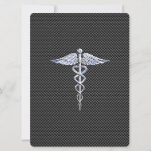 Carte Chrome Comme Caduceus Symbole Médicale Fibre de ca