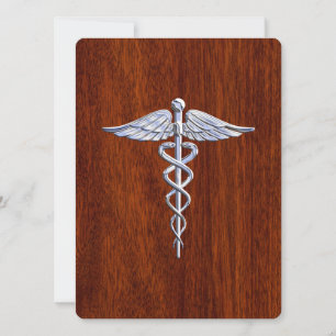 Carte Chrome Comme Caduceus Symbole Médicale Style Mahog